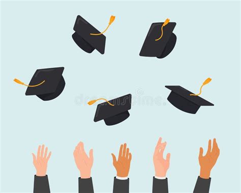 Graduation Caps In The Air Clipart