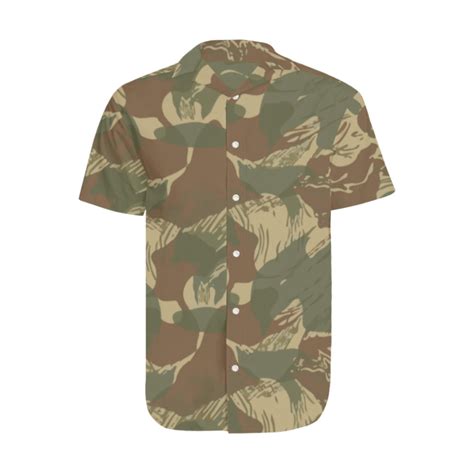 Rhodesian Brushstroke Camouflage Mens Short Sleeve Shirt With Lapel