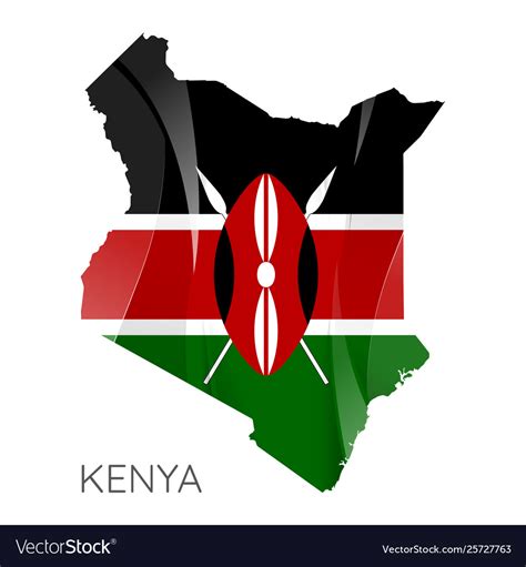 Map Kenya With An Official Flag On White Vector Image