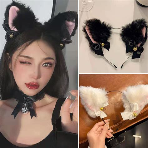 Women Fashion Lovely Cute Bells Cat Ears Headband Kitten Hair