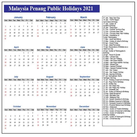 These dates may be modified as official changes are announced, so please check back regularly for updates. 2021 Calendar Malaysia Public Holiday | Academic Calendar