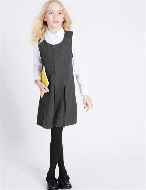 Fashion Mands Girls School Pinafore With Permanent Pleats Stain