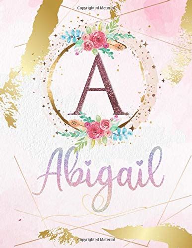 Abigail Personalized Sketchbook With Letter A Monogram And Initial