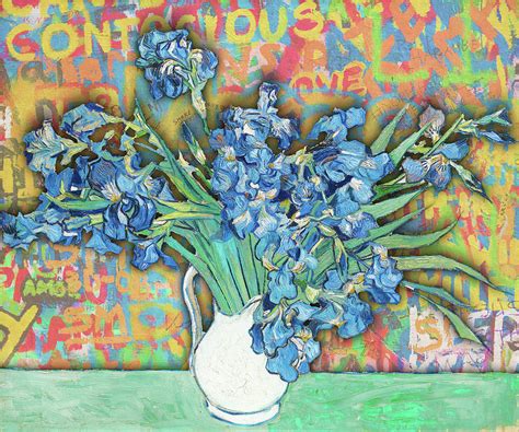 Graffiti Van Gogh Irises Painting By Tony Rubino Fine Art America