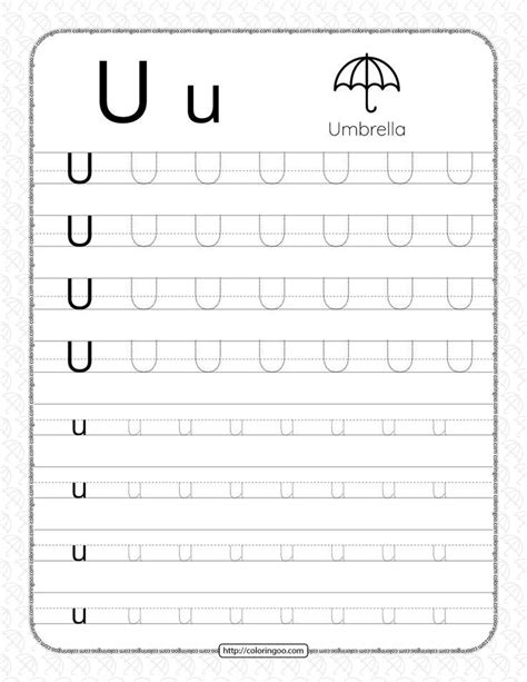 Printable Dotted Letter U Tracing Pdf Worksheet Free Printable Alphabet