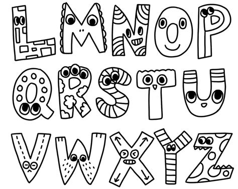 Funny Abc Alphabet Coloring Page For Kids Instant Pdf Jpeg Download