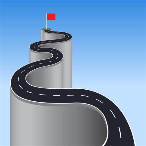 Winding Road To Success With Red Flag 1214366 Vector Art At Vecteezy