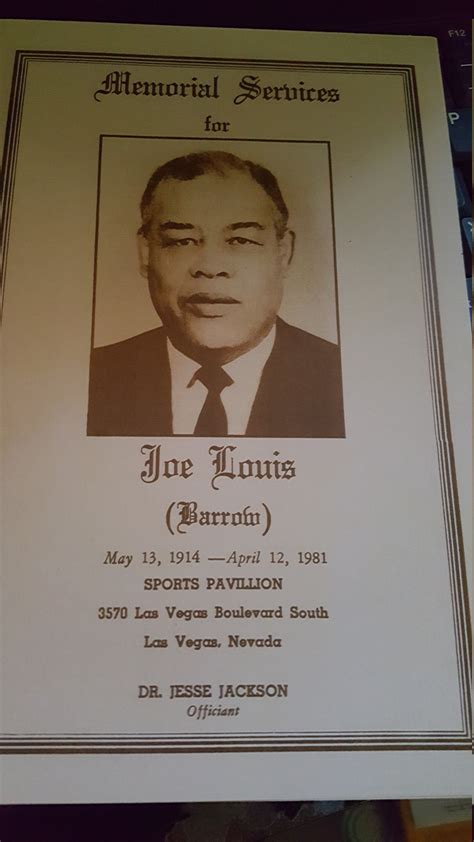Joe Louis Obituary Funeral Program Las Vegas Nevada | Etsy