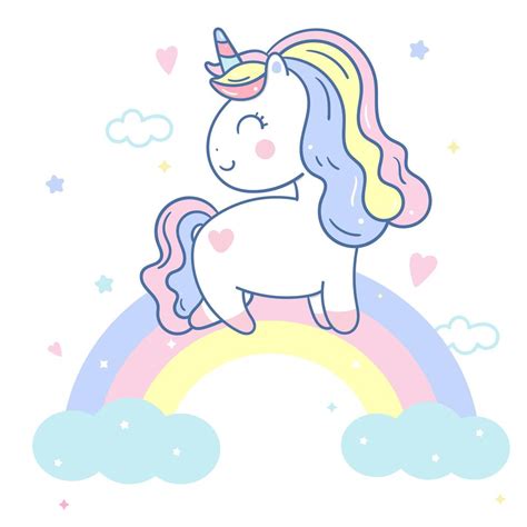 Cute Unicorn And Sweet Rainbow 668075 Vector Art At Vecteezy