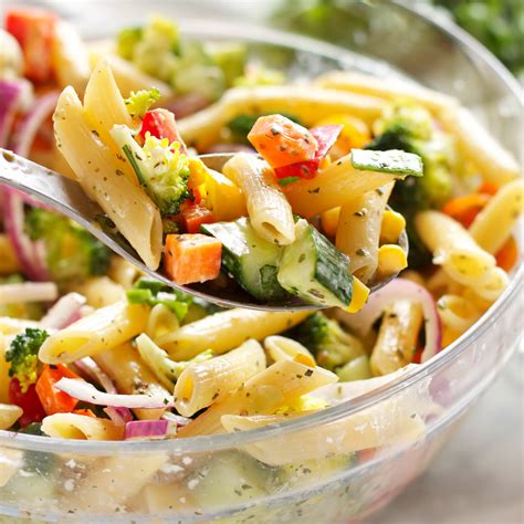 Rainbow Vegetable Pasta Salad With Creamy Italian Herb
