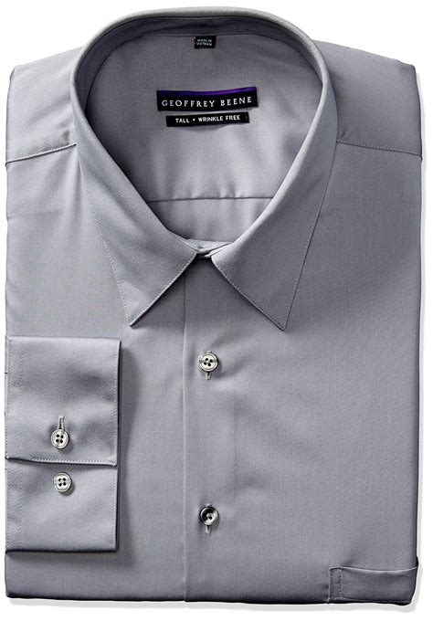 Geoffrey Beene Mens Sateen Tall Fit Solid Point Collar Dress Shirt