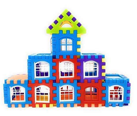Multi Colored 72 Pcs Mega Jumbo Happy Home House Building Blocks With Attractive Windows And