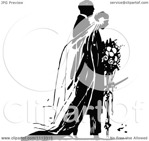 Clipart Vintage Black And White Wedding Couple During Their Ceremony