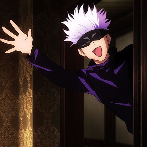 A Male Anime Character With Purple Hair And Black Eyes Is In The Air