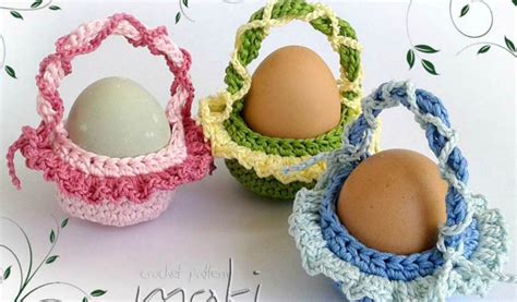 Tiny Easter Egg Baskets Free Crochet Pattern