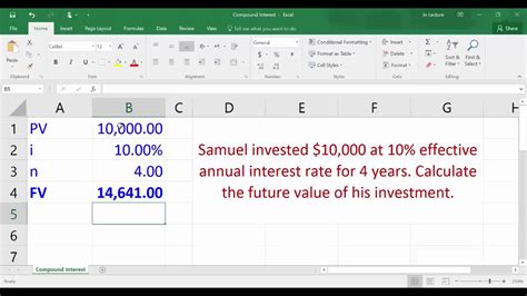 Compound Interest Calculating Future Value Using Excel Youtube