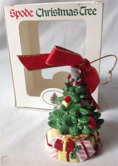 Spode Christmas Tree Hinged Trinket Box Ornament Porcelain 1849758294