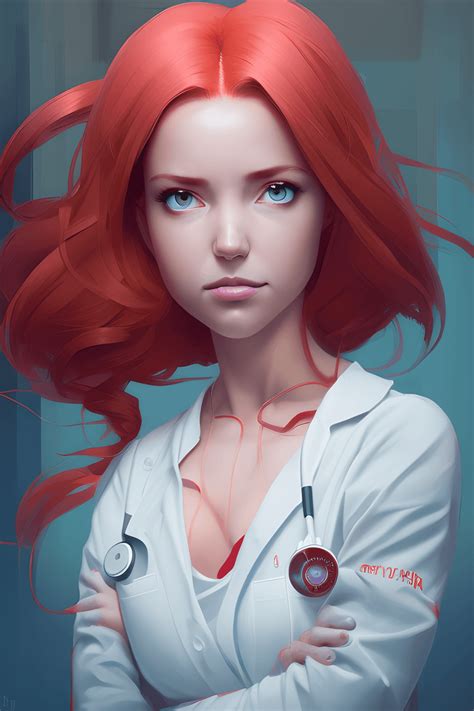 Sexy Nurse With Long Red Hair · Creative Fabrica