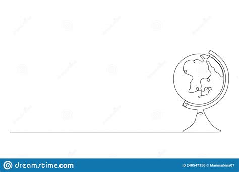 Earth One Line Drawing Icon Continuous Line Globe Minimalism Style