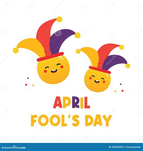 April Fools Day Vector Cartoon Style Illustration Card With Cute