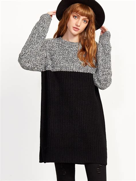 Contrast Marled Knit Pullover Sweater Sheinsheinside