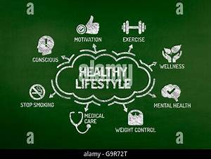 Healthy Lifestyle Chart With Keywords And Icons Sketch Stock Vector