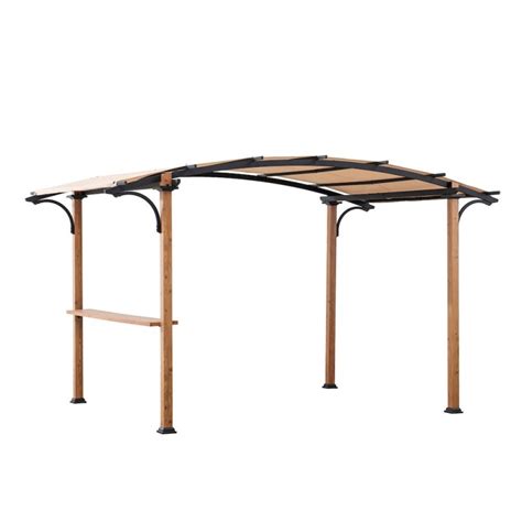 Sunjoy 85 Ft X 13 Ft Steel Arched Pergola With Natural Wood Looking
