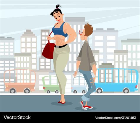 Strong Woman And Weak Man Royalty Free Vector Image