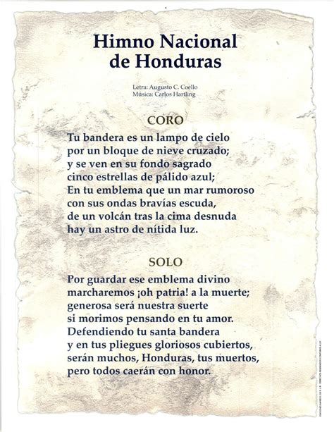 Historia Del Himno Nacional De Honduras Aria Art