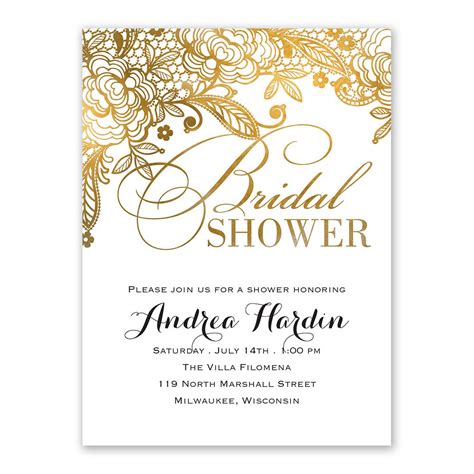 Gold Lace Bridal Shower Invitation Anns Bridal Bargains