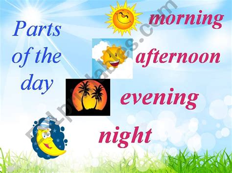 Esl English Powerpoints Parts Of The Day