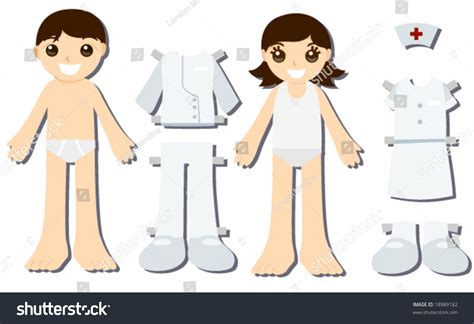 Nurse Paper Dolls Vector Stock Vector 18989182 Shutterstock