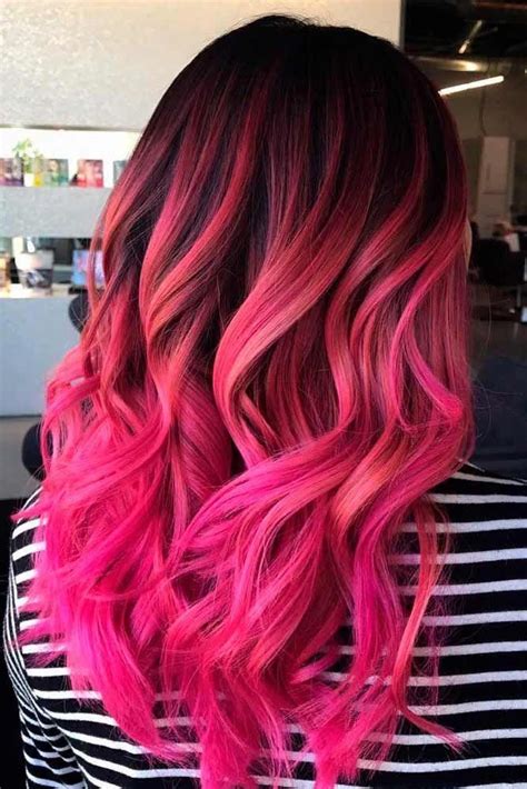 Pink Ombre On Dark Base Colorfulhair Ombrehair Wavyhairstyles