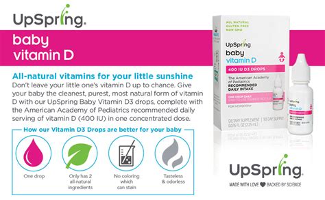 Upspring Baby D Vitamin D3 Drops For Baby 225ml 400 Iu 90