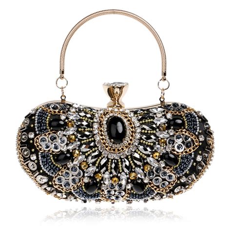 Ladies Evening Bags Diamonds Beading Single Shoulder Handbag Vintage
