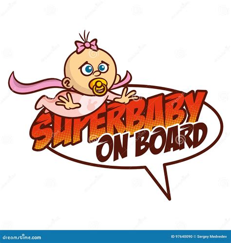 Super Baby On Board Superhero Logo Cartoon Vector
