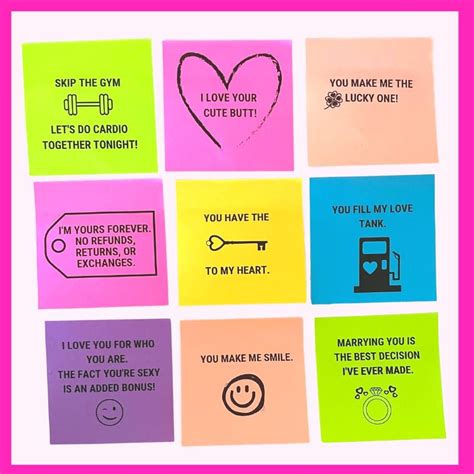Four Different Types Of Love Notes On Colorful Sticky Notes With The