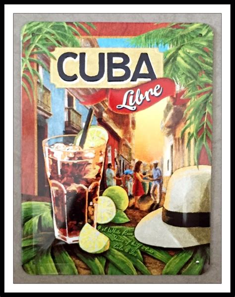 Plaque Métal Relief Cuba Libre Rhum Pour Décoration Bar Café Rhumerie