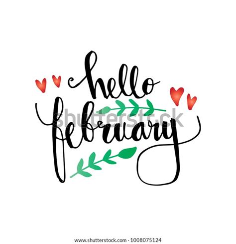 Hello February Hand Lettering Stock Vector Royalty Free 1008075124