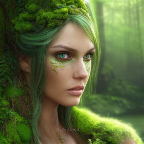 Beautiful Dryad Woman 038 In 2023 Green Hair Beautiful Dryads