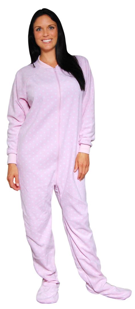 Pajamamania Pink Polka Dots Footed Pajama One Piece Pajamas Foot Pyjamas
