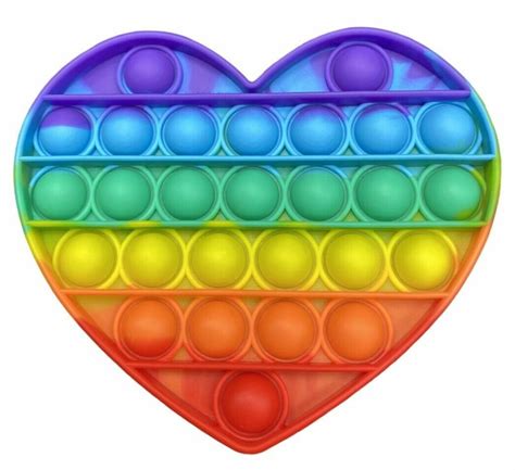 Kids Pop It Fidget Toy Multi Colour Heart