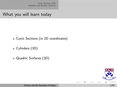 What You Will Learn Today Conic Sections In 2d