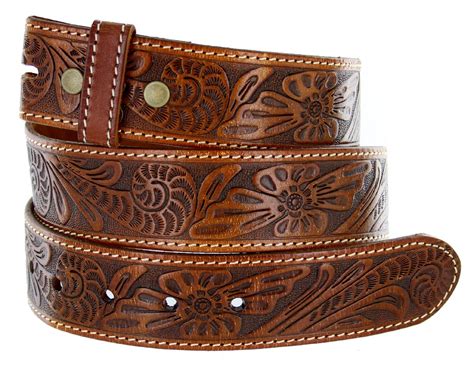 Bs118 Western Floral Engraved Tooled Leather Belt Strap 1 12 Tan