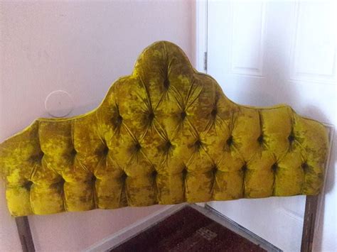 TUFT LUCK Gold Crushed Velvet Full Size Headboard Vintage Etsy