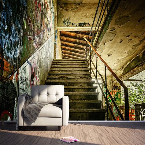 Custom Any Size 3d Wall Murals Wallpaper Graffiti Stairs Bvm Home