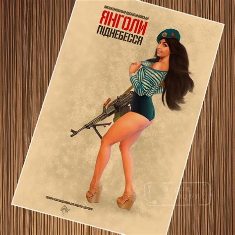 Female Navy Warrior Russian Soviet Pin Up Girl Poster Vintage Retro