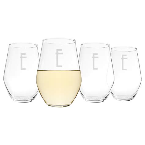 Cathy S Concepts Oz Personalized Contemporary Stemless Wine Glasses Set Of E Clear