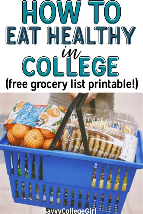 How To Eat Healthy In College Free Grocery List Printable Healthy