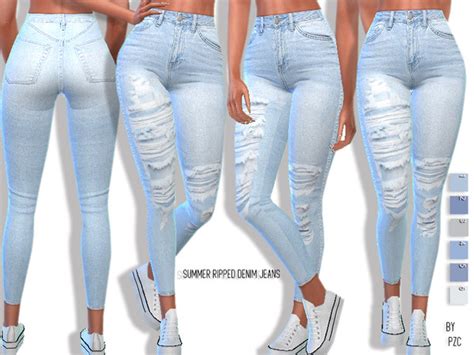Summer Ripped Denim Jeans By Pinkzombiecupcakes At Tsr Sims 4 Updates